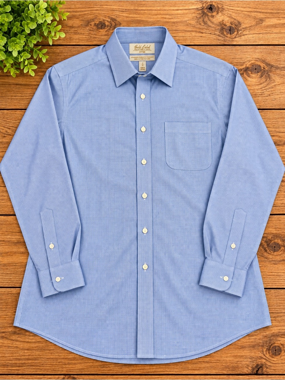 Gold Label Collection Light Blue Men's Button-Down Shirt - Picture 1 of 2
